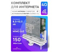 Комплект для интернета Cat 4 на базе антенны VT-BOOST-9 MIMO 2х2 и Встраиваемый роутер VT-STREET-X4
